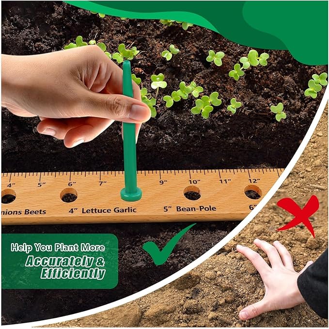 Seed Spacer Seed Planting Tool, Planting Spacing Ruler for Garden, Foldable Wooden Plant Spacer Planter Tool with Holes Spacing