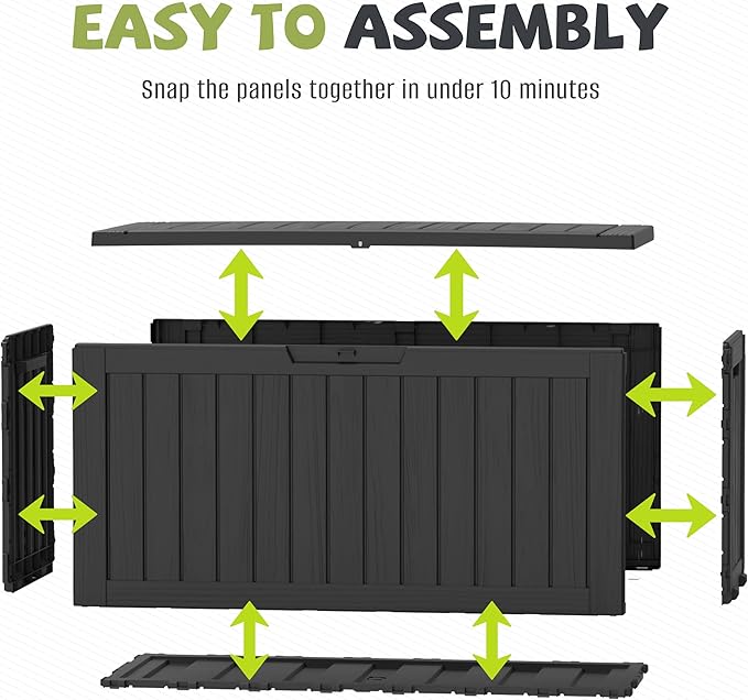 85 Gallon Package Delivery Boxes Outside Secure Waterproof Resin UV Resistant Lockable Mail Parcel Drop Mailbox Storage Deck Box for Outdoor Porch Patio Black