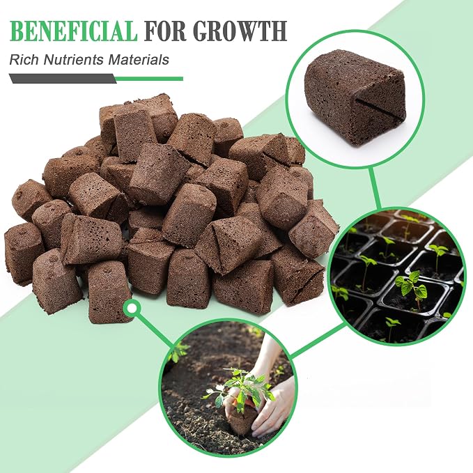 Windspeed 50+10PCS Grow Sponges Square Seed Pods Kit Include 50 Replacement Root Growth Sponges Seed Pods 10 Tags for Plants, Flowers and Vegetables, Pods