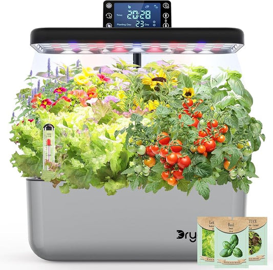 Hydroponics Growing System Kit with Seeds: 12 Pods Indoor Herb Garden Kit with LED Grow Light Plant Germination Kit Aeroponic Healthy Fresh Herbs Vegetables Hydroponic Planter for Home Kitchen Office