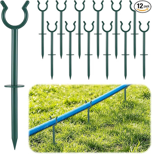 12 Pcs Garden Hose Guide Holder Garden Guard Brackets Bulk Outdoor Guide Stakes High Toughness Plastic Support Nails for Preventing Hose Tangles and Protecting Plants