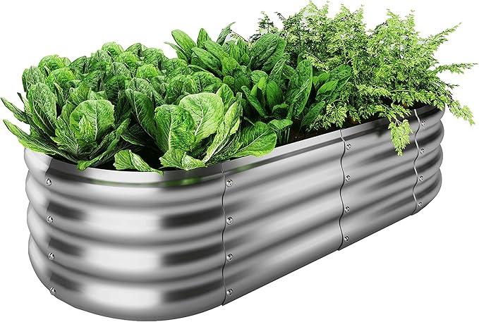 ZFHgarden Galvanized Metal Raised Garden Bed Kit, 4x2x1ft Outdoor Planter Box, Garden Grow Bed for Vegetables, Flowers, Patio Gardening