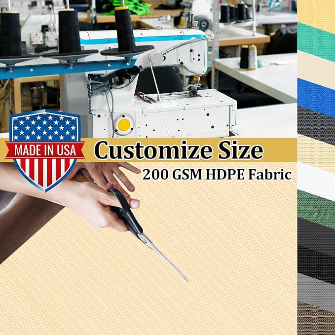 Shade&Beyond Customized Size 90% Sun Shade Cloth with Grommets, 6' X 7' Pergola Shade Cover Canopy, Mesh Tarp Sun Screens for Patio, Outdoor, Garden, Backyard GN01, Wheat