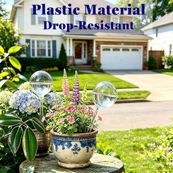 Kingbow 10pcs Plant Self Watering Globes, Clear Plastic Self Watering Bulbs Flower Automatic Watering Stakes Devices, Garden Self Watering Device for Outdoor Indoor Plant