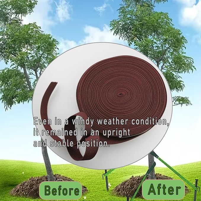1 Roll 65.6 Feet Tree Tie for Plant Support Garden Strap 1 Inch Width Staking and Guying Material 1,800 Lbs Strength (Coffee)