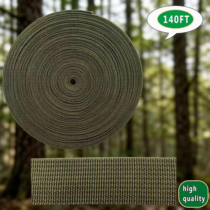1 Roll 65.6 Feet Tree Tie for Plant Support Garden Strap 1 Inch Width Staking and Guying Material 1,800 Lbs Strength (Army Green-140ft)