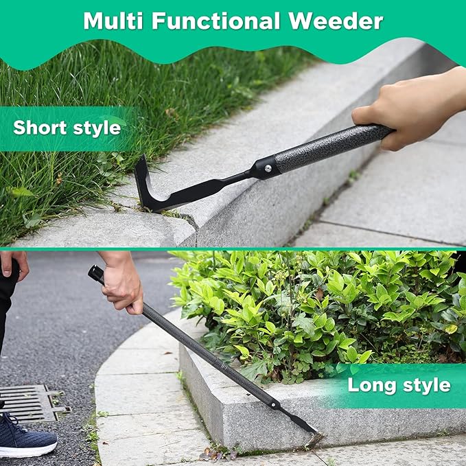 Lilyvane Crack Weeder, 29" Long Manual Crevice Weeding Tool Weed Puller for Sidewalk Paver Deck Boards, Crack Weeder Crevice Weeding Tool Metal Handle