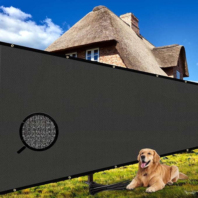 Shade&Beyond 8'x40' Dark Grey Privacy Screen Fence Cover 170 GSM Fencing Mesh Fence Panel for Wall Garden Yard Backyard Indoor Outdoor Home Decoration