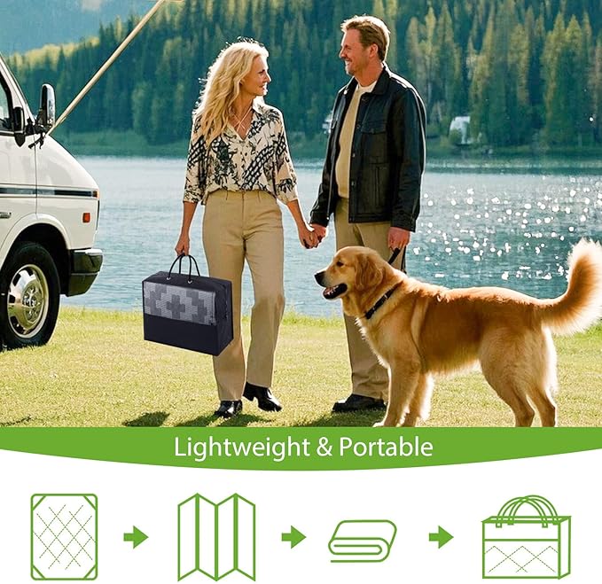 Smiry Waterproof Outdoor Rug 10X14 ft, Reversible Plastic Straw Patio Camping Rugs, Outdoor Indoor RV Mat Carpet for Patio, Outside Entry, Backyard, Deck, Bench, Picnic, Camper, Black & Grey