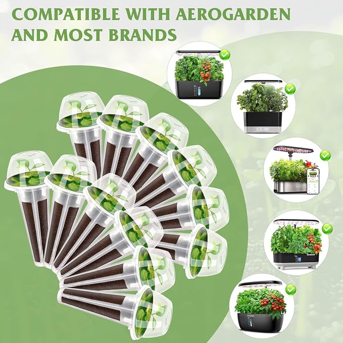 89PCS Hydroponic Pods Grow Anything Kit with A&B Plant Food, 30 Grow Sponges, 30 Plant Labels, 12 Grow Baskets & Domes, Seed Pod Supplies Compatible with Aerogarden & Most Brand Indoor Herb Garden