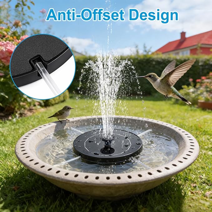 3.5W Solar Fountain with 6 Spray Nozzles & 4 Fixed Rods, Floating Solar Powered Water Fountain Pump for Bird Bath, Garden, Pond, Pool, Outdoor