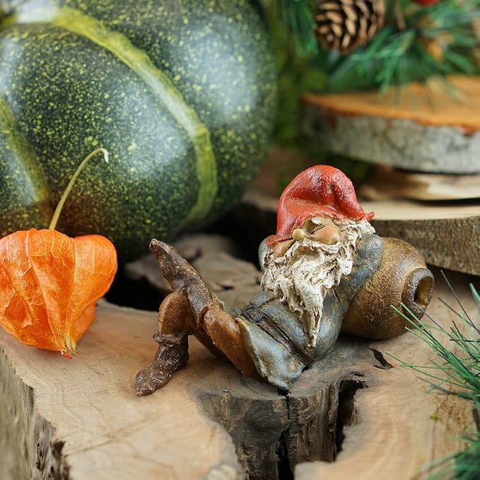 Top Collection Miniature Fairy Garden and Terrarium Garden Gnome Napping Statue