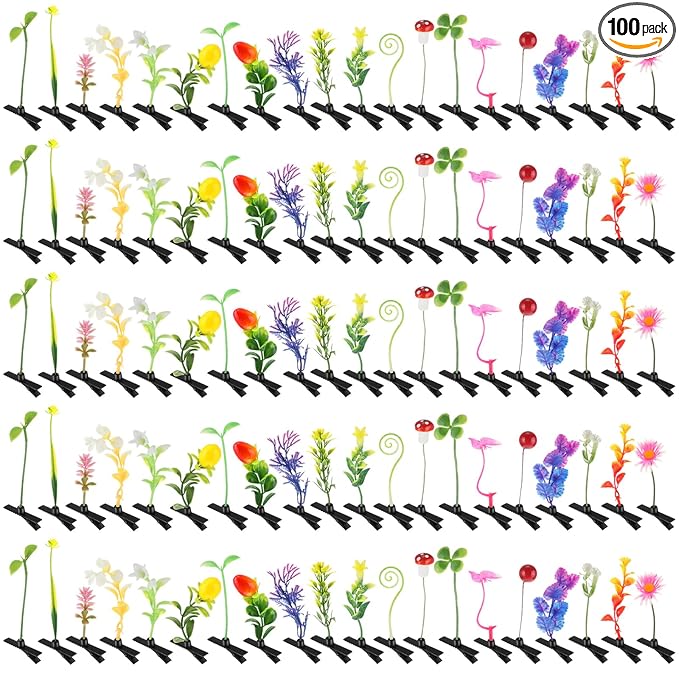 Tigeen 100 Pieces Bean Sprout Hair Clip Funny Plant Hairpins Grass Flower Butterfly Mushroom Hair Accessories (Plant)