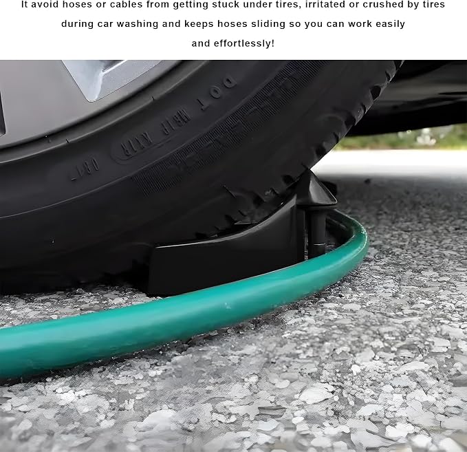 4 PCS Car Hose Guide, Tire Hose Roller Preventing Stucking and Snagging Under The Wheels, Plastic Detailing Tyre Hose Guide Vehicle Washing Tool for Cars Trucks SUVs (Black)