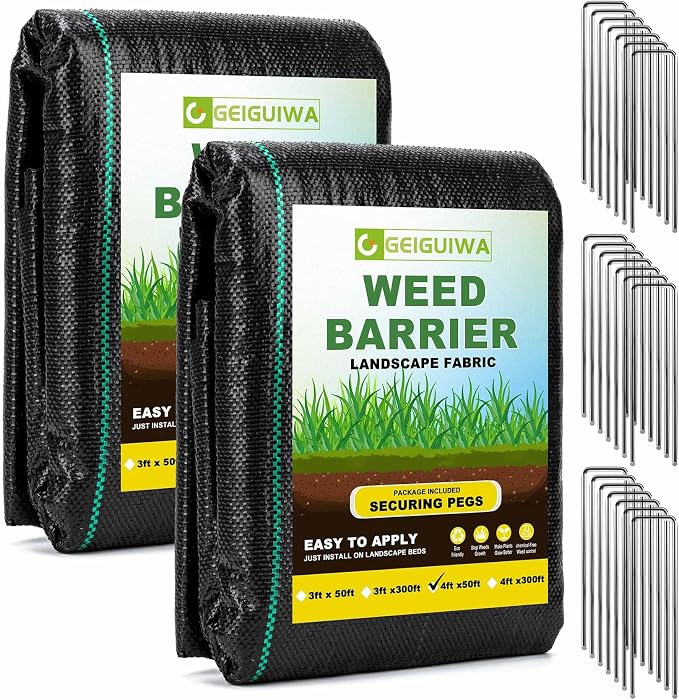 4ftx100ft Weed Barrier Landscape Fabric Heavy Duty,Weed Control Garden Cloth Woven Geotextile Fabric for Flower Bed,Driveway Fabric Ground Cover(3.2OZ)