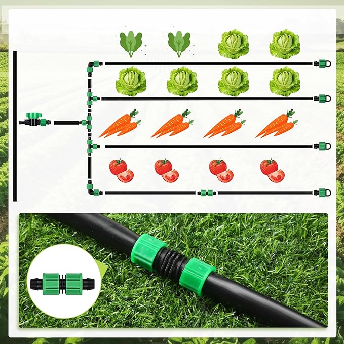 500 ft 5/8 Inch Drip Tape Irrigation Kit Drip Tape 8 Mil 8" Spacing Hose Garden Watering Tubing System Automatic Irrigation Equipment for Plant, Landscape, Yard, Lawn and Farm