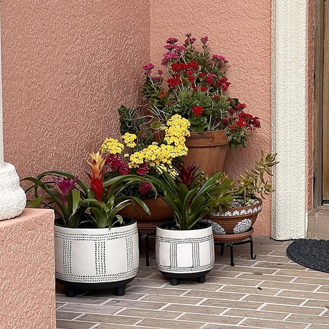 5 Pack Metal Plant Stands for Multiple Plant,Heavy Duty Flower Pot Stands for Outdoor Indoor Plants,Rustproof Iron Round Pot Shelf for Planter