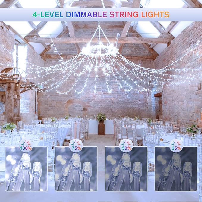 JMEXSUSS 500 LED Color Changing String Lights, 163FT White & Multicolor Christmas String Lights with Remote, Outdoor Christmas Lights Plug in for Tree House Indoor Outdoor Xmas Decor