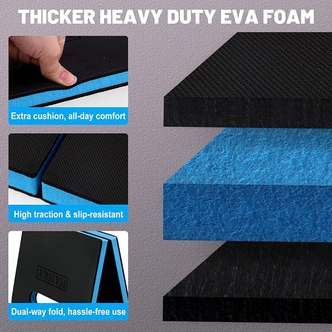 Foldable Kneeling Pad for Gardening & Mechanic Work, Waterproof Extra Thick High Density EVA Foam Knee Mat for Bathing Baby, Exercise,Portable Cushion with Handle, 20.4" x 11.8"(Blue & Black)