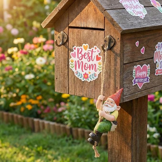 TERESA'S COLLECTIONS Garden Outdoor Decor,Hanging Gnomes Garden Decor,Climbing Gnomes Statue，Waterproof Resin Garden Statue, Garden Gift, Indoor/Outdoor, 8"