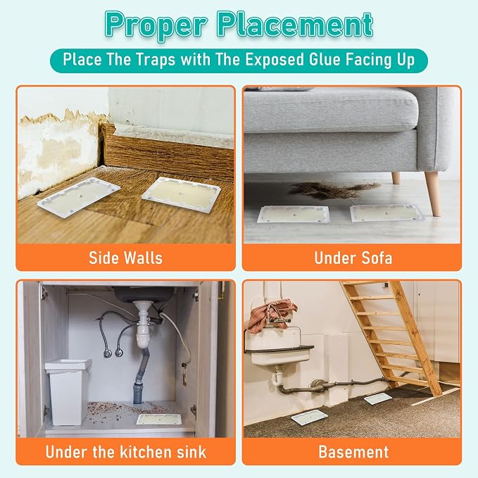 Qualirey 12 Pack Rat Glue Traps 10x5 Inch, Pre-Baited Heavy Duty Mouse Sticky Traps for Mice Snakes Roaches, Large Adhesive Glue Boards with Peanut Scent, No Touch Disposal, Indoor Outdoor (White)