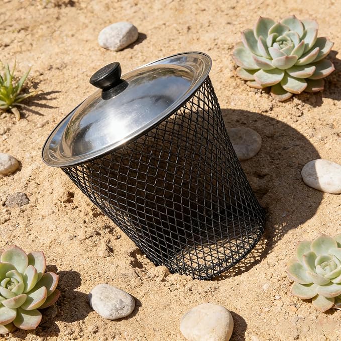 Totority In-ground Worm Composting Bins 2pcs High-Strength Metal Soil Enricher with Lids - Aerated Underground Composter for Garden Waste & Kitchen Scraps - Sustainable Backyard Recycling System