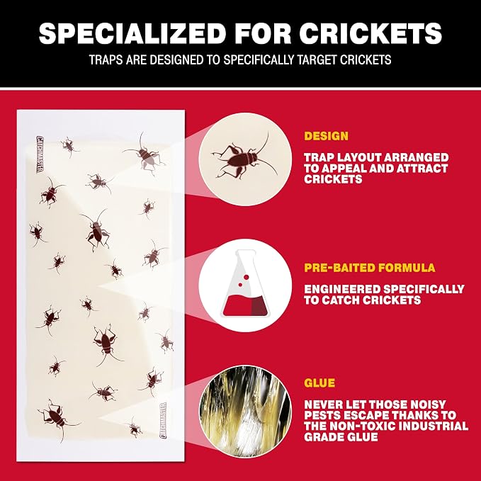 Catchmaster Cricket XL Giant Glue Boards 6-Pk, Adhesive Bug Catcher Cricket Traps Indoor, Sticky Trap for Inside Your Home, Bulk Insect Killer, Insect Traps for House & Garage, Pest Control for Home