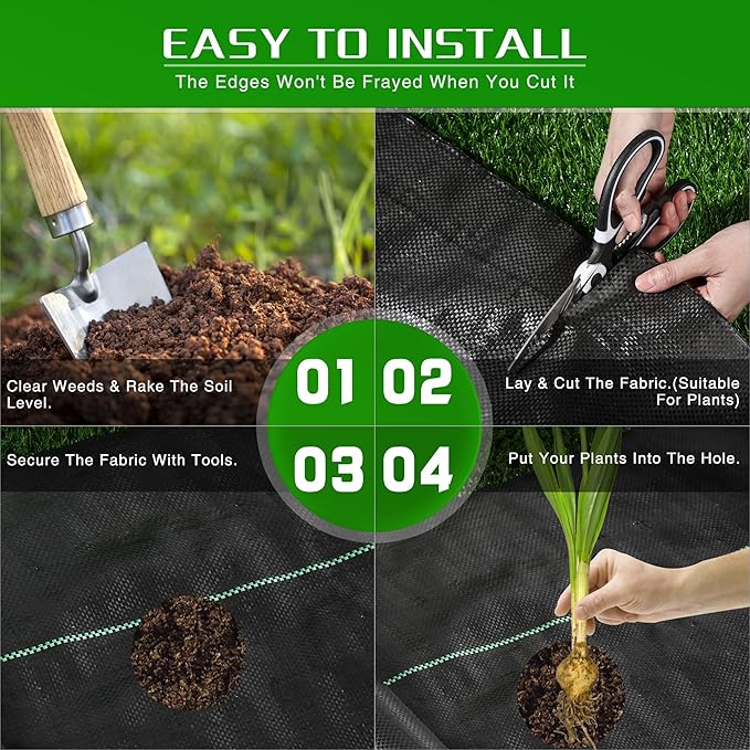 Weed Barrier Landscape Fabric Heavy Duty, 1.3FT x 100FT Thicken Garden Fabric Weed Mats, Weed Control Garden Cloth, Woven Geotextile Fabric for Garden Beds, Underlayment, Commercial Driveway