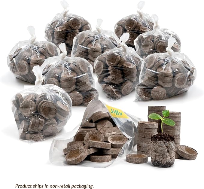 Jiffy Peat Soil Pellets Seed Starter Plugs - Indoor Seedling Planter - 1000 Count - Peat