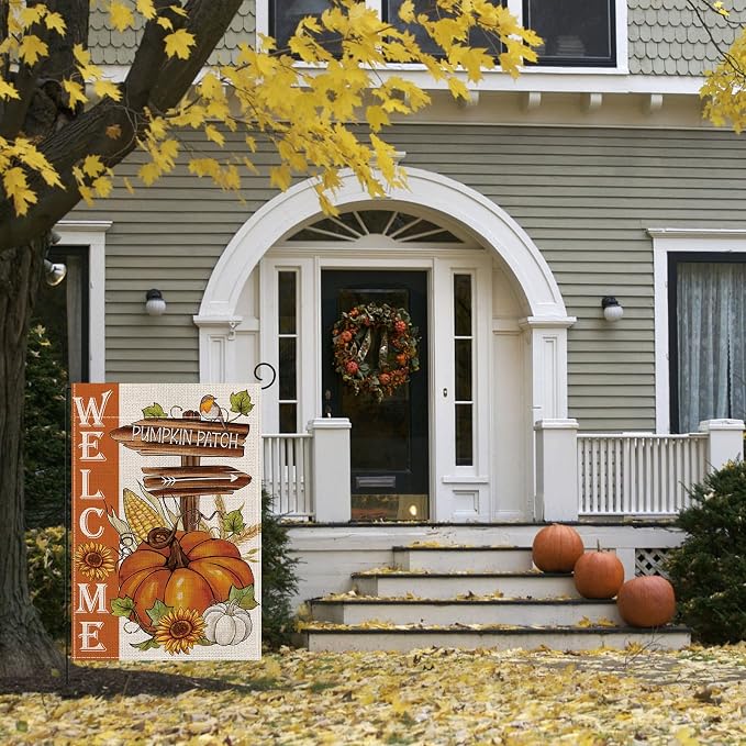 Fall Garden Flags, Fall Decorations for Home Outside, Fall Decorations for Home, Fall Thanksgiving Pumpkin Harvest Garden Flag Yard Outdoor Fall Decoration(12 * 18in)