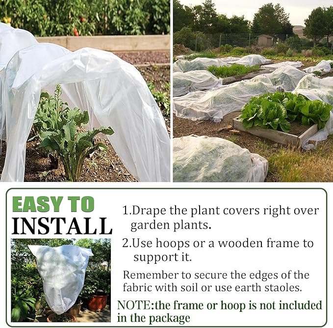 Plant Covers Freeze Protection 10 x 50 Ft, Thick Frost Cloth for Outdoor Plants, Winter Plant Blankets and Frost Covers for Garden Frost Protection, Floating Row Cover