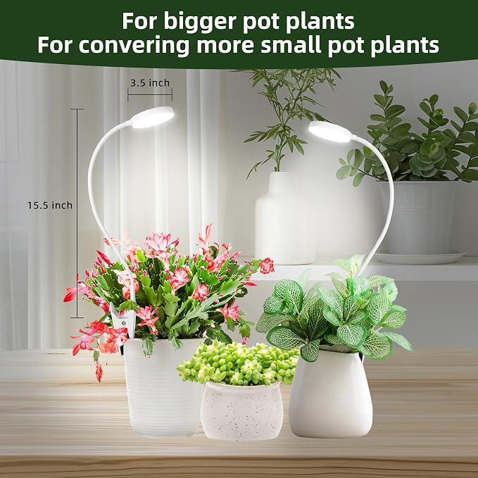 EWPJDK Grow Light for Indoor Plants Full Spectrum Plant Grow Lights 72 LED Plant Light Grow Lamp for Indoor Growing Pot Clip LED Plant Lamp (White, 1)