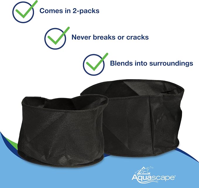 Aquascape 98501 Plant Pot 6" Round x 6" Deep Fabric (2 Pack) for Pond Water Feature and Garden