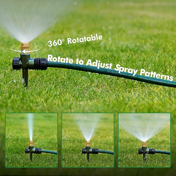 RESTMO 2 Pack Heavy-Duty Full-Metal Lawn Sprinkler for Yard with Durable Brass Nozzle, Premium Spike Base, 360° Large Area Coverage Lawn Sprinkler for Patio and Garden Irrigation