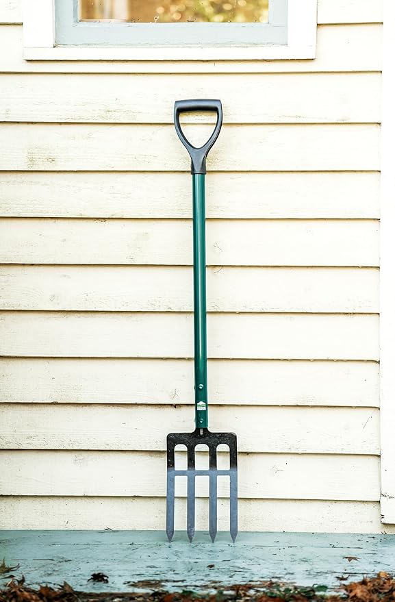 Steel-Handle Garden Fork, 42 Inch Tall, High-Strength Steel Construction