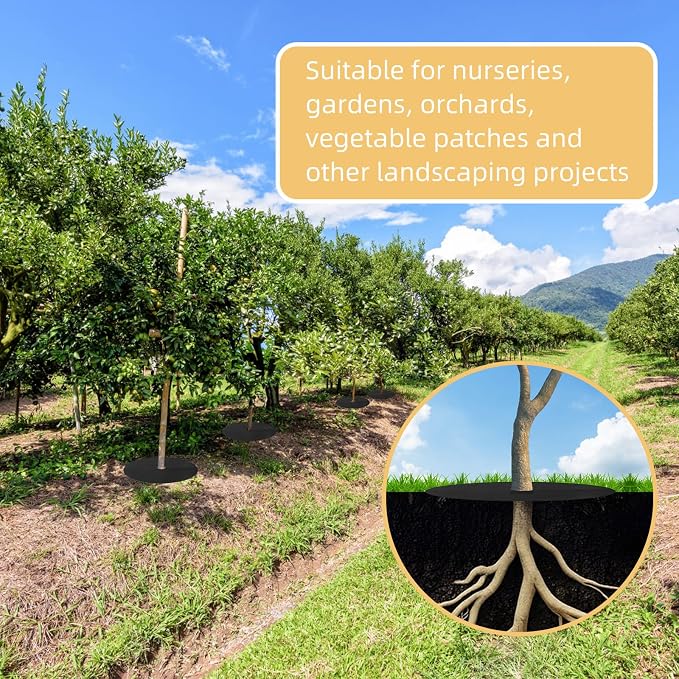 10Pcs Weed Barrier Mats, Tree Rings Mulch Mat, Tree Protectors, Tree Mats for Weeds,Used to inhibit Weed Growth and Landscape Weed Control (25.2 Inch)