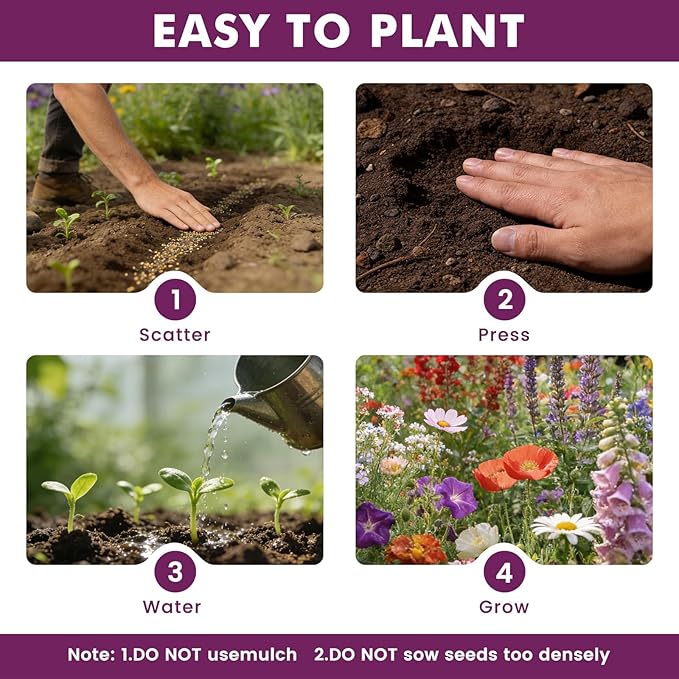 Wildflower Seeds Bulk 10000+, 1.06oz Butterfly Hummingbird Mix, 21 Variety Perennial Annual Mix, Heirloom Flower Seeds for Planting Outdoor Indoor, High Germination Rate Garden Seeds
