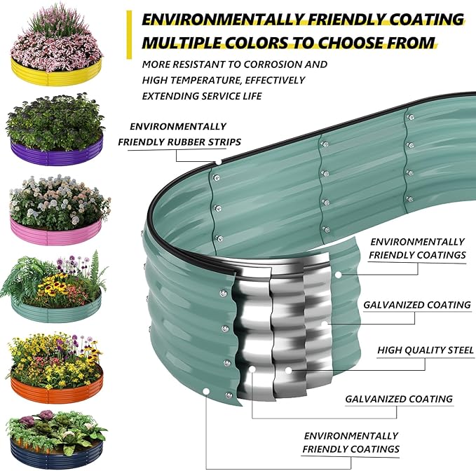 ZFHgarden Galvanized Metal Planter Round Raised Garden Bed Kit for Gardening Outdoor，3x3x1ft Grow Garden Box Raised Flower Bed，Round Galvanized Planter Outdoor Large Metal Fire Pit Ring