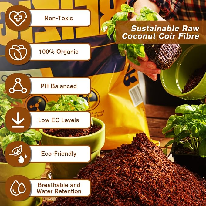 Legigo Pack of 10 Organic Coco Coir Bricks & 1.1 LB Coco Chips for Plants- Natural Compressed Coco Coir Brick Coconut Fiber Substrate for Planting & Gardening