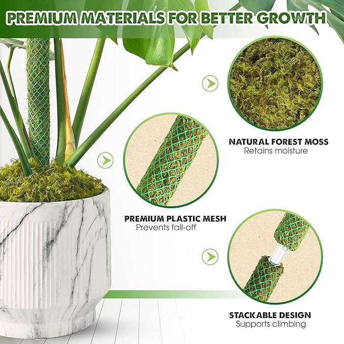 DUSPRO Green Mesh Moss Pole for Plants Climbing Vine Supporting Monstera Trellis, for Indoor Plants Plant Pole Moss Sticks, for Plants Monstera Potted Plant Stakes, 1 Pc 22''