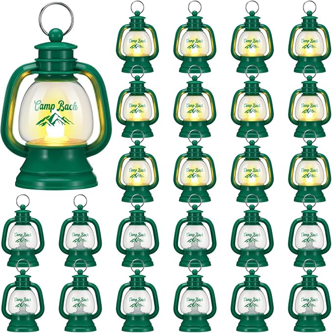 VIHOSE 24 Pcs Mini Camp Bachelorette Lanterns Decor Bulk Camping Bachelorette Party Favors 4 Inch Small Lantern Table Centerpiece Camp Bach Hanging Lamp Ornaments for Camping Party Decorations