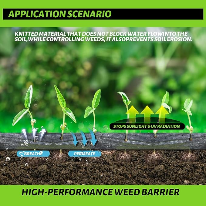 3x50FT Weed Barrier Landscape Fabric Heavy Duty, 3.2oz Durable Geotextile Fabric, Block Gardening Ground Cover Weed Mat, Weed Control Garden Cloth for Landscaping, French Drains, Yard Driveway