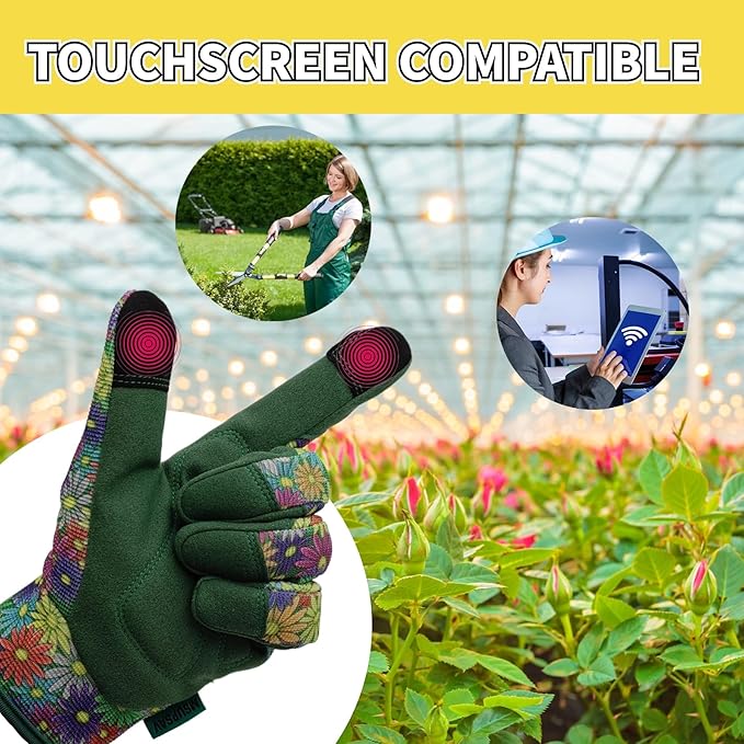 Gardening Gloves,Women Yard Work Garden Glove,Gifts | Thorn Proof,Puncture Resistant,Touchscreen,Gift,Leather,Spandex
