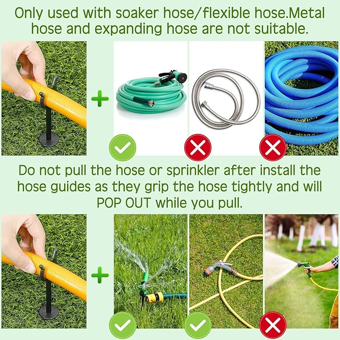 Taiyin 20 Pcs 3/4'' Garden Hose Holder Brackets Garden Guide Holder Decorative Outdoor Guide Stakes Support Spike Plant Tool to Keep Off Lawn for Yard (Black)