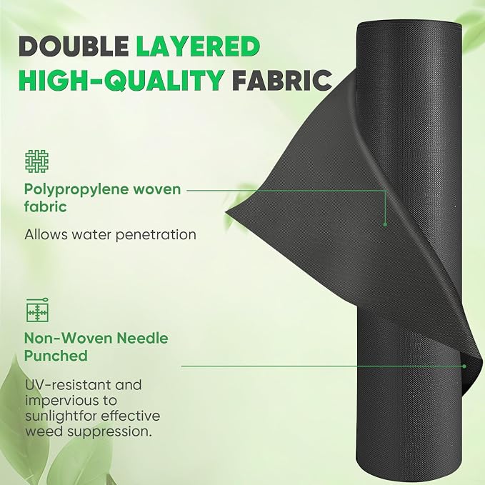 Non-Woven Thick Weed Barrier Fabric 3FT x 180FT, 3.2 oz Heavy Duty Weed Barrier Landscape Fabric, Ground Cover for Superior Weed Control, Easy Setup for Gardens, Landscaping, Flower Beds