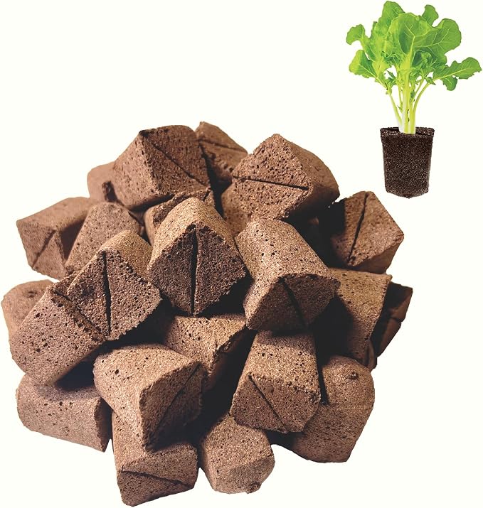 Haligo 50 Pcs Square Hydroponics Pods, Seed Starter Plugs Rapid Rooter, Grow Sponges for Cactus, Succulent, Replacement Cubes for Seeds or Cuttings