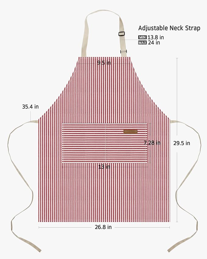 Syntus Apron for Men Women, Adjustable Cooking Kitchen Chef Aprons with 2 Pockets