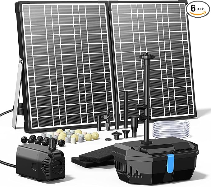 NFESOLAR Solar Fountain Kit, 30W Solar Pond Pump with Pond Filter, 200 GPH Submersible Pump, 4 Sprayers for Outdoor Pond 200-600 Gallons, Fish Tank and Garden Water Features N3213