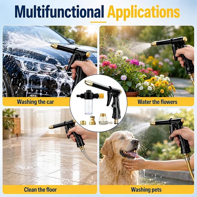 2026 New Pressure Washer Wand for Garden Hose with 3 Adjustable Jet Nozzles, 360° Rotating Design for Car Washing, Patio, Outdoor Cleaning (1 Set)