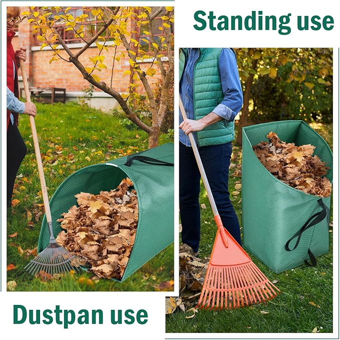 60 Gallon Leaf Collector,Collapsible Lawn & Leaf Bag,Heavy Leaves Pick up Tool Reusable Yard Waste Bags,Large Yard Dustpan Type Garden Bag for Leaves,Debris,Grass,Clippings,Lawn Trash